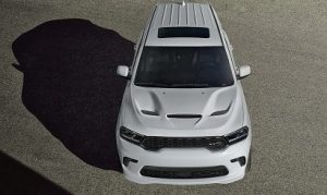 Front hood of 2021 Dodge Durango at Beaman Chrysler Dodge Jeep Ram