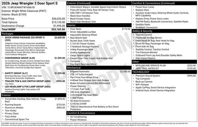 2026 Jeep Wrangler Sport S