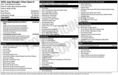 2026 Jeep Wrangler Sport S