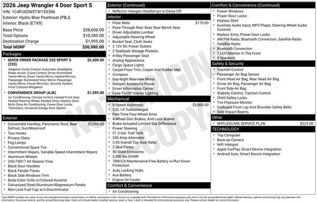 2026 Jeep Wrangler Sport S