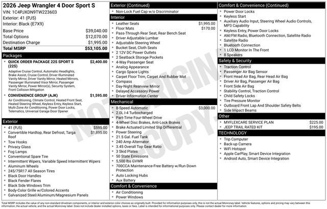 2026 Jeep Wrangler Sport S