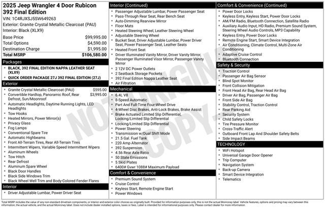 2025 Jeep Wrangler Rubicon 392