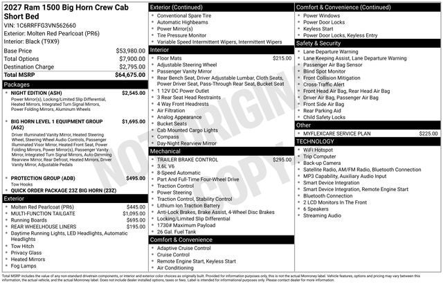 2027 RAM Ram 1500 Big Horn/Lone Star