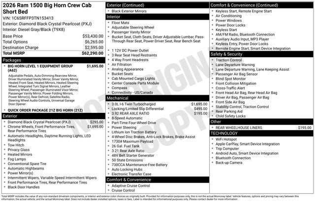 2026 RAM Ram 1500 Big Horn/Lone Star