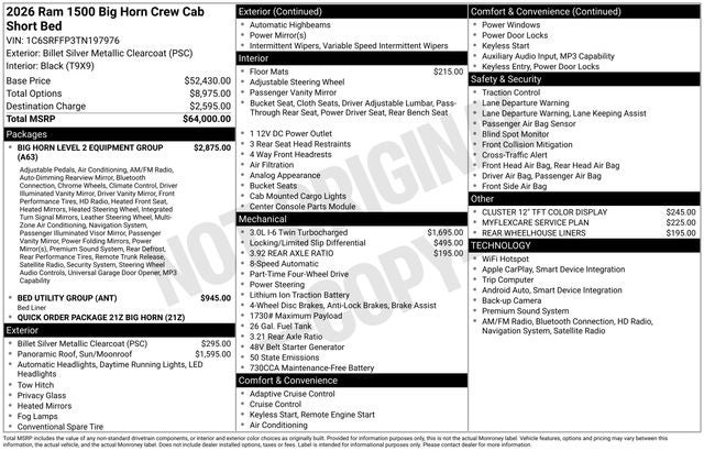 2026 RAM Ram 1500 Big Horn/Lone Star