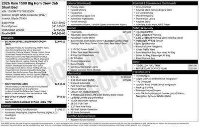 2026 RAM Ram 1500 Big Horn/Lone Star