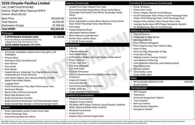 2026 Chrysler Pacifica Limited