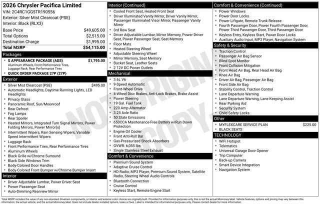 2026 Chrysler Pacifica Limited