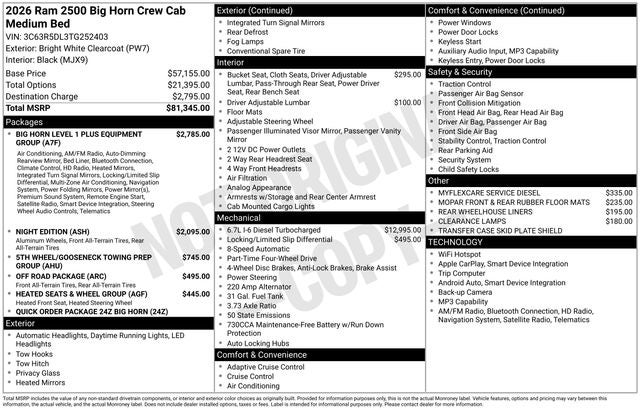 2026 RAM Ram 2500 Big Horn