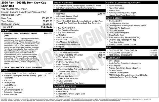 2026 RAM Ram 1500 Big Horn/Lone Star