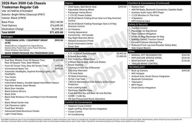 2026 RAM Ram 3500 Chassis Cab Tradesman