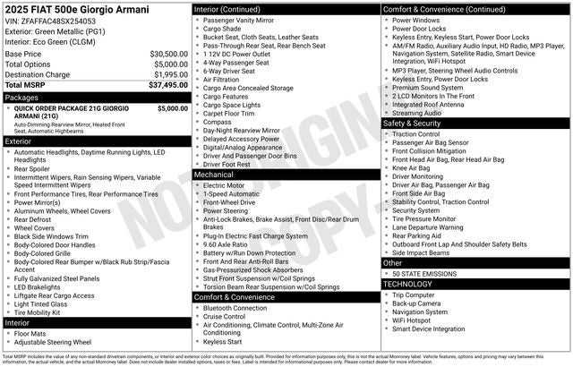 2025 FIAT FIAT 500e Battery Electric