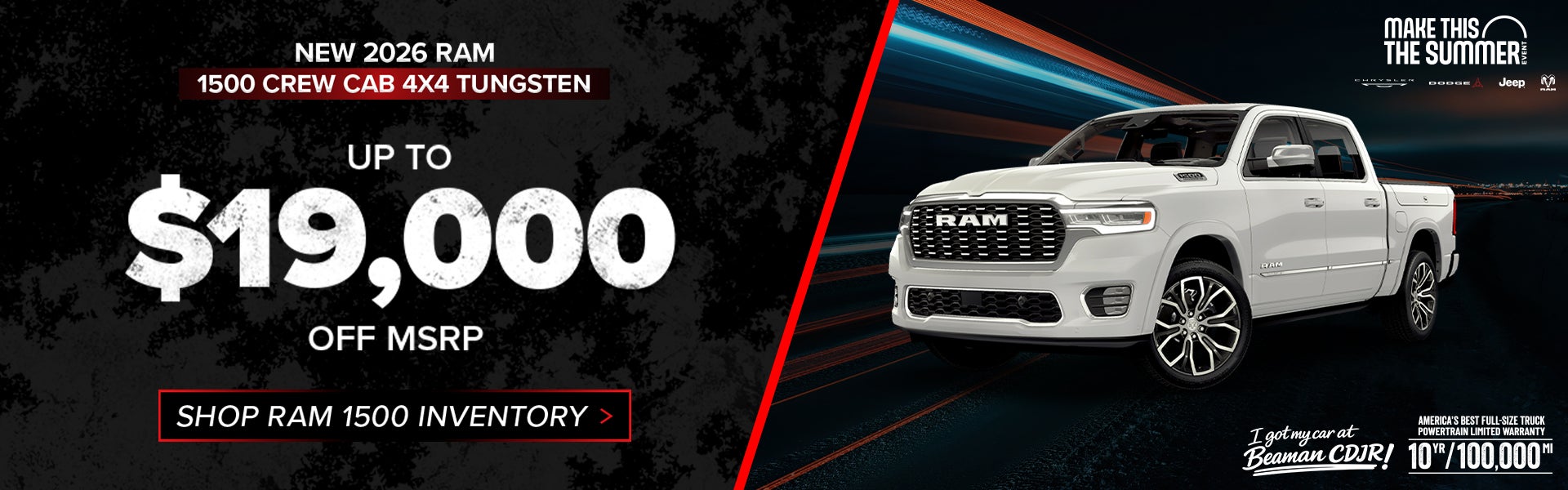 2026 Ram 1500 Tungsten Crew Cab 4x4 – Up to $19,000 Off – Mu