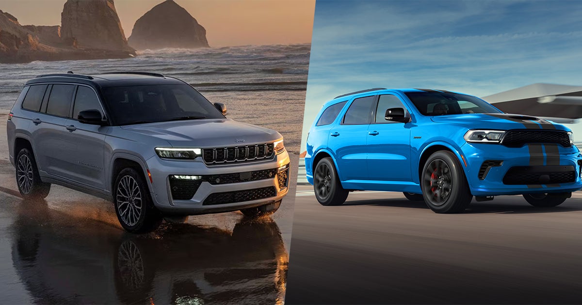 A Dodge Durango parked on a beach.