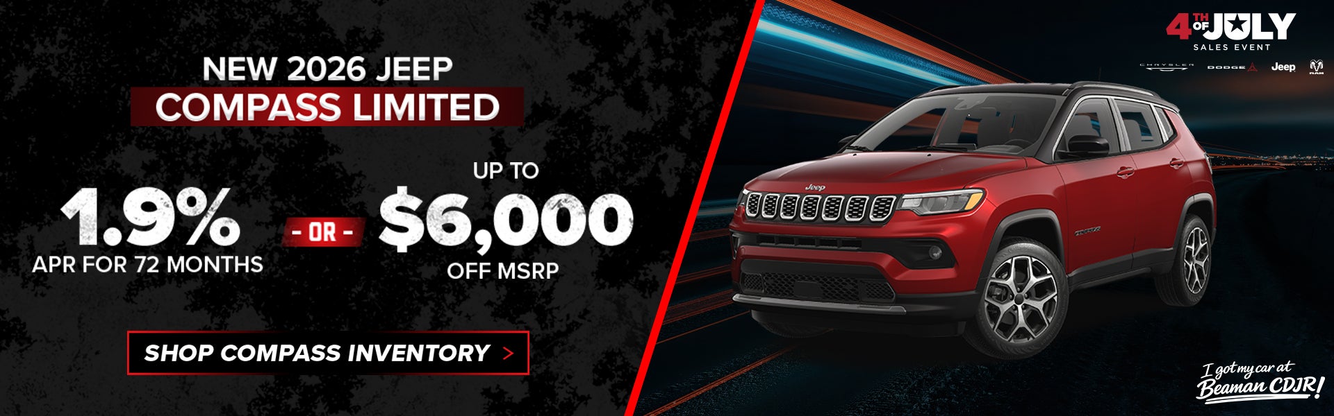 2026 Jeep Compass Limited – 1.9% APR or Up to $6,000 Off – M