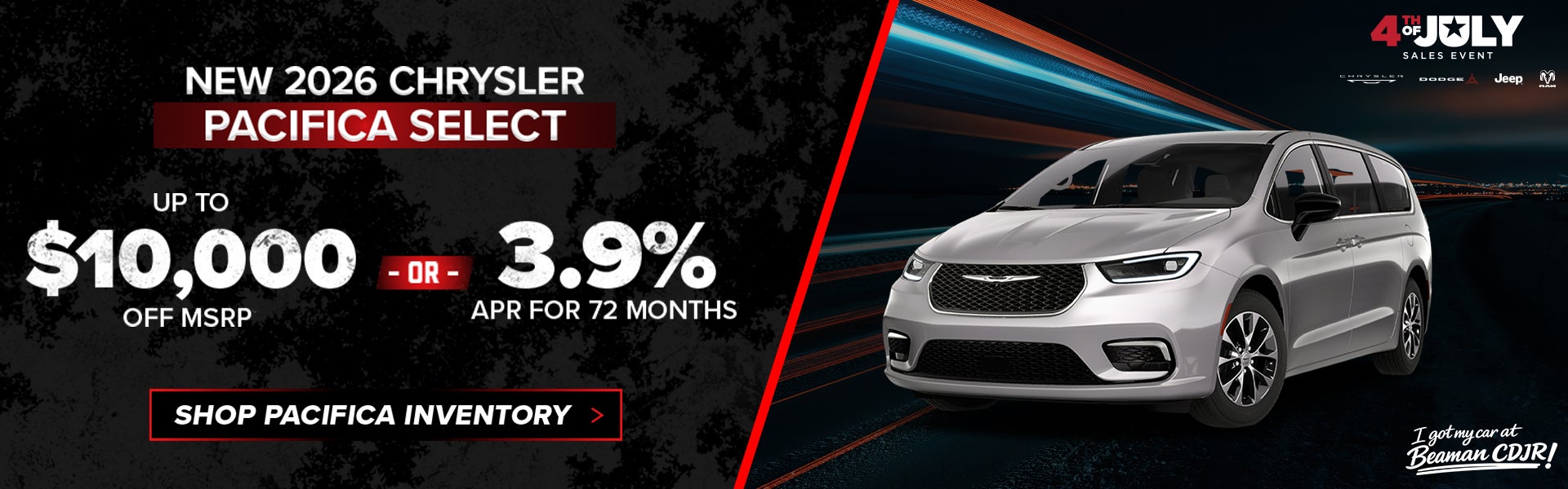 2026 Chrysler Pacifica Select – Up to $10,000 Off or 3.9% AP