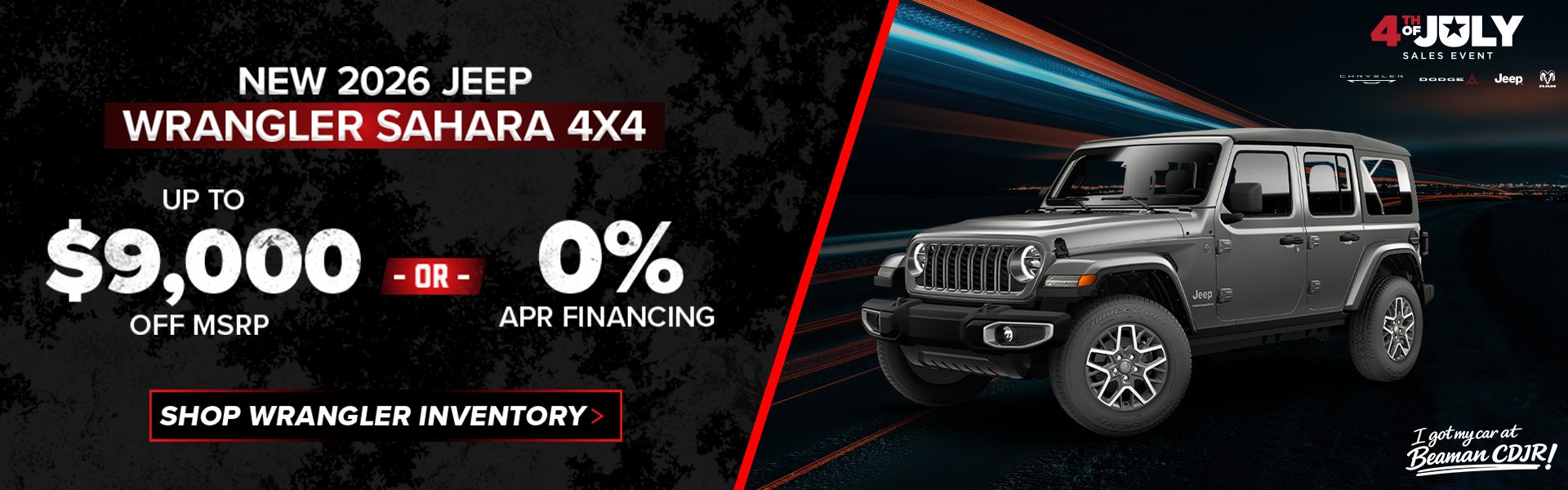 2026 Jeep Wrangler Sahara – Up to $9,000 Off or 0% APR – Mur