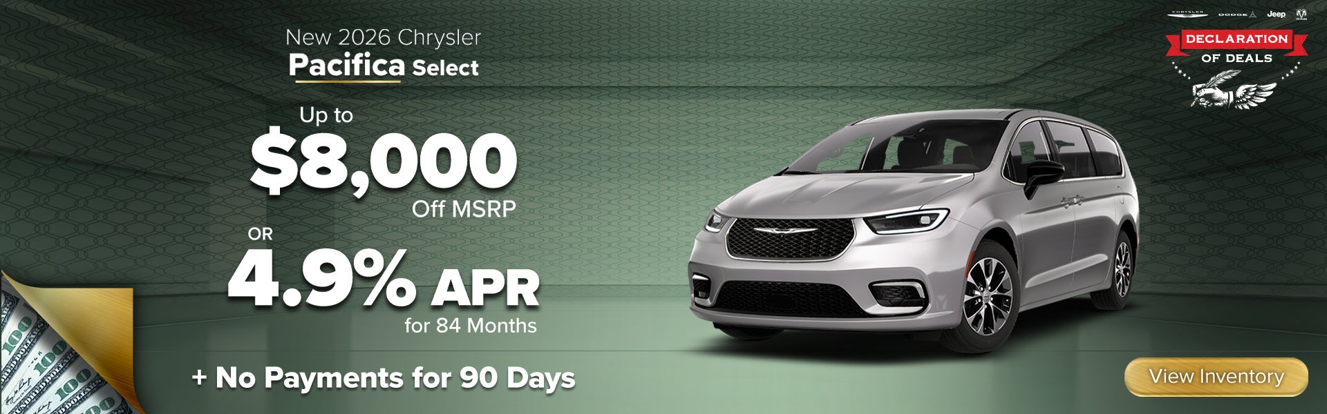 2026 Chrysler Pacifica Select – Up to $8,000 Off or 4.9% APR